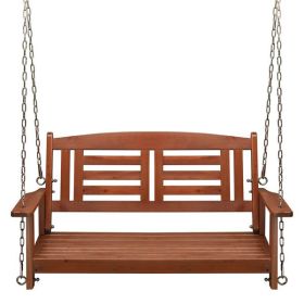 112*53*52cm 500lbs With Chain Double Wooden Swing Reddish Brown