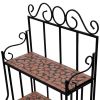 Plant Stand Display Terracotta Color Mosaic Pattern