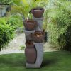 32.8" H 4-Tier Modern Outdoor Water Fountain - LED Lighted Indoor Outdoor Garden Fountains and Waterfalls for Garden, Patio, Backyard, Deck, Porch and