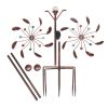 Solar Wind Spinner LED Lighting by Solar Powered Glass Ball with Kinetic Wind Aculptures Dual Direction Decorative Lawn Ornament Wind Mill