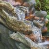 41x20x20" Large Brown Rock Wood-Look Fountain with Moss, Indoor & Outdoor Polyresin Water Feature for Garden & Backyard