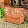 112 * 58 * 84cm Cedar Yard Storage Box With Backrest Armrest Bright Orange Red