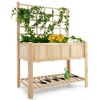 Raised Garden Bed Elevated Wooden Planter Box with Trellis