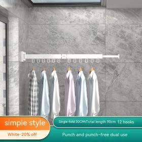 Balcony Wall-mounted Folding Clothes Hanger Indoor Invisible Telescopic Clothes Rail Drying Rack Quilt Fantastic (Option: White Two Fold)