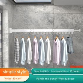 Balcony Wall-mounted Folding Clothes Hanger Indoor Invisible Telescopic Clothes Rail Drying Rack Quilt Fantastic (Option: White 70 Off)