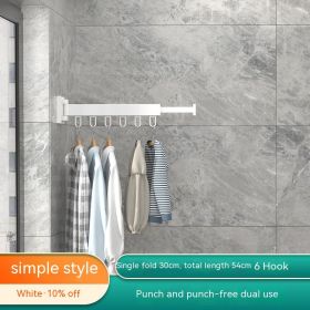Balcony Wall-mounted Folding Clothes Hanger Indoor Invisible Telescopic Clothes Rail Drying Rack Quilt Fantastic (Option: White One Off)